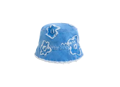Marni Denim Bucket Hat with Dillies Patch Details "Cobalt"