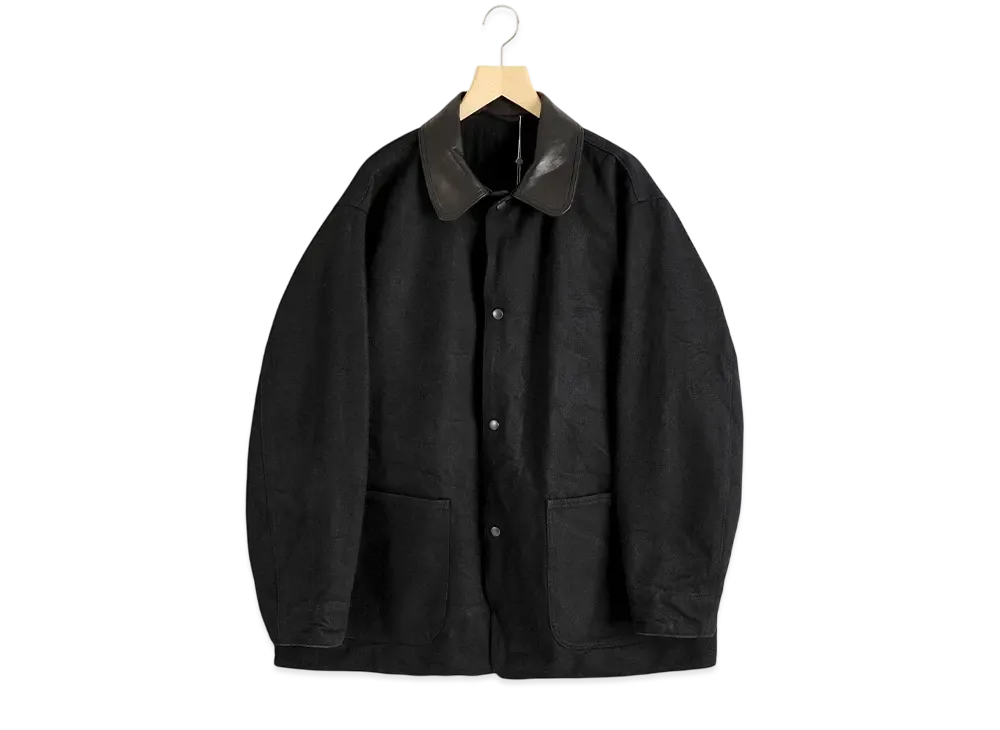 COMOLI Cotton Nylon Zip Parka "Black"