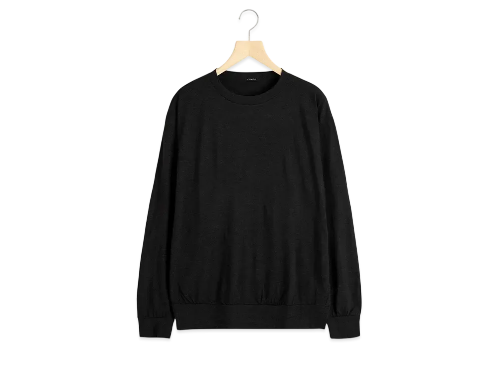 COMOLI Wool Jersey Long Sleeve Crew "Charcoal"