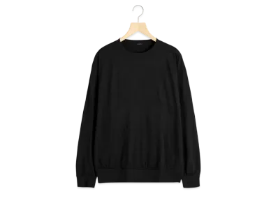 COMOLI Wool Jersey Long Sleeve Crew "Charcoal"
