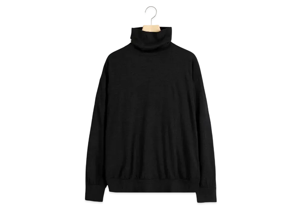 COMOLI Wool Jersey Long Sleeve Turtleneck "Charcoal"