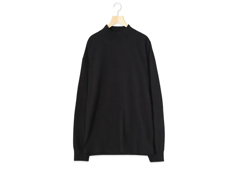 COMOLI Cotton Jersey Mock Neck Pullover "Black"