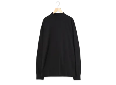 COMOLI Cotton Jersey Mock Neck Pullover "Black"