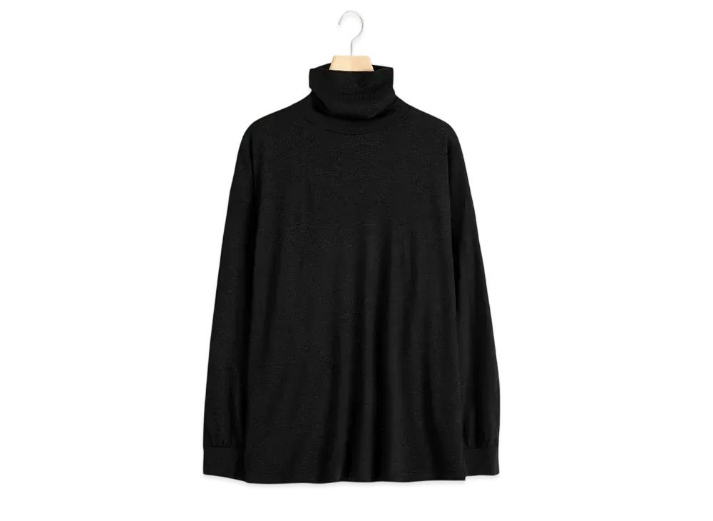 COMOLI Wool Jersey Turtleneck Pullover "Charcoal"