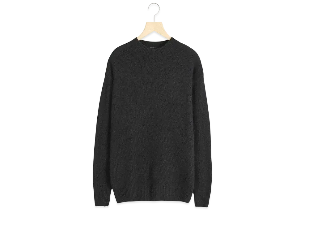 COMOLI Cashmere Dyed Crew Neck Knit "Black"