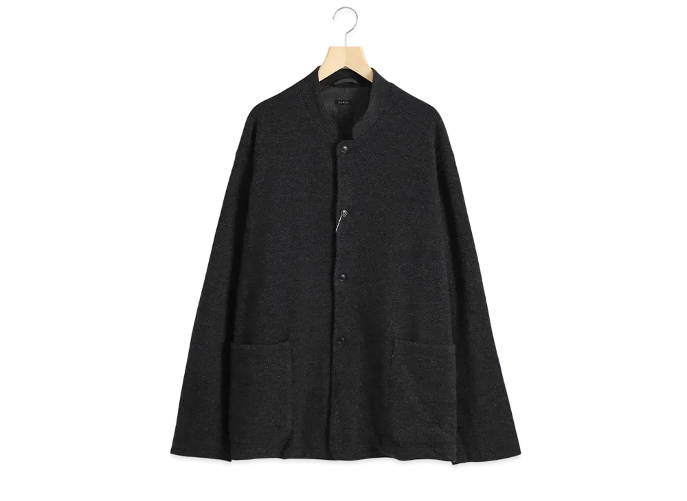 COMOLI Cashmere Stand Collar Knit Jacket "Charcoal"