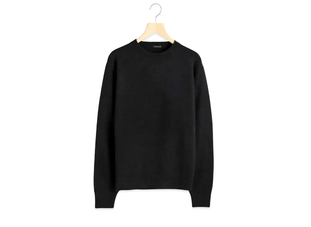 COMOLI Lambswool Crew Neck Knit "Black"