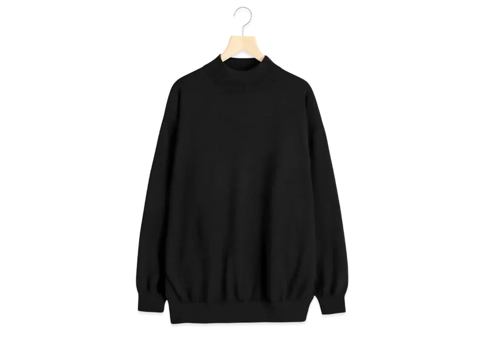 COMOLI Wool Mock Neck Knit "Black"