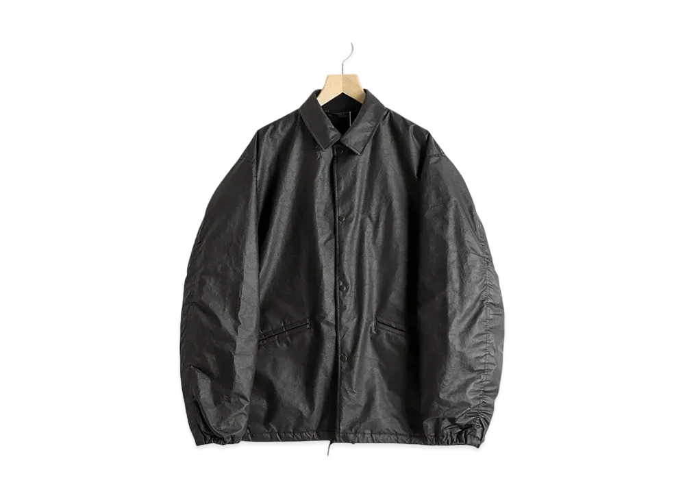 COMOLI Paper Leather Coach Jacket "Black"
