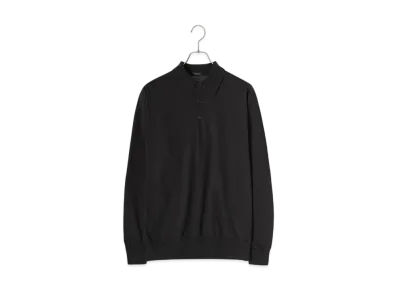 COMOLI Womens Cotton Knit Polo "FeadBlack"