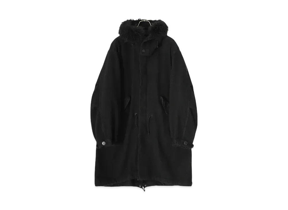 COMOLI Cashmere Military Hooded Coat "Black"