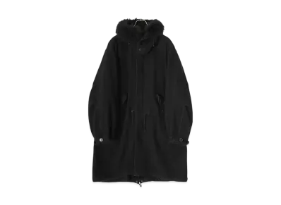 COMOLI Cashmere Military Hooded Coat "Black"