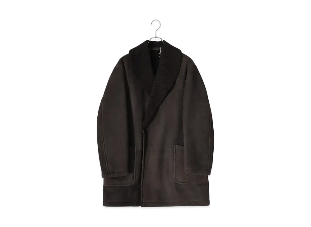 COMOLI Sheepskin Shawl Collar Coat "Brown"