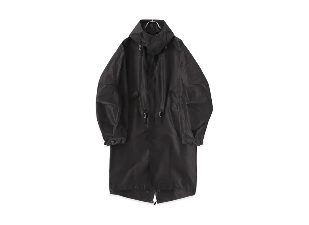 COMOLI Cotton Silk Hooded Coat "Brown"