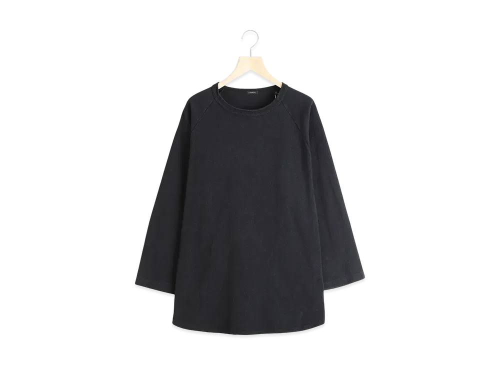 COMOLI Cotton Jersey Baseball T-Shirt "Black"