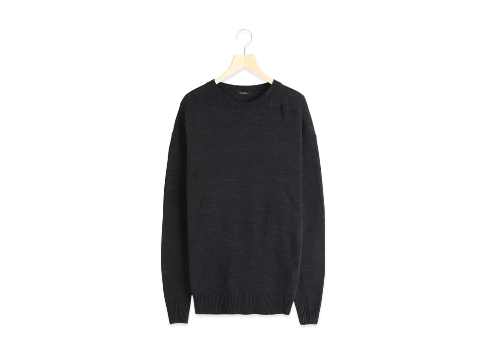 COMOLI 7G Crew Neck Knit "Black"