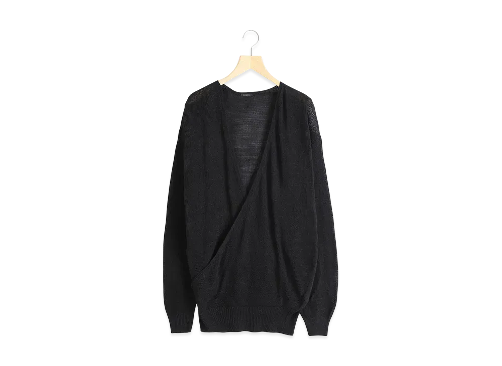 COMOLI 7G Knit Cache Coeur Pullover "Black"