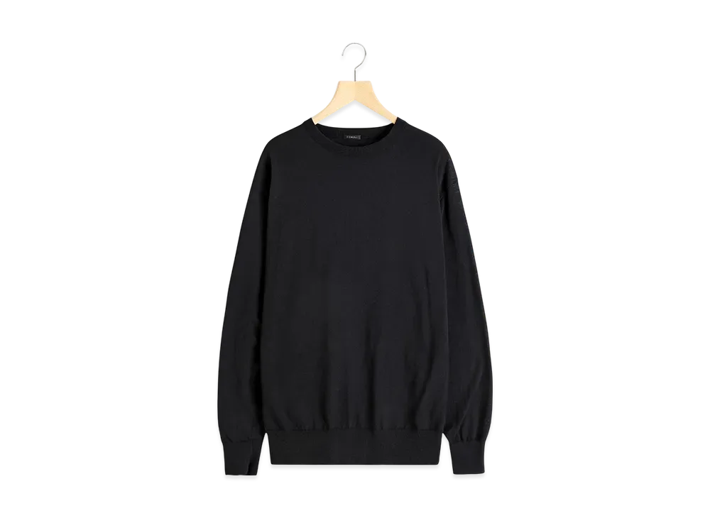 COMOLI Cotton Crew Neck Knit "Black"
