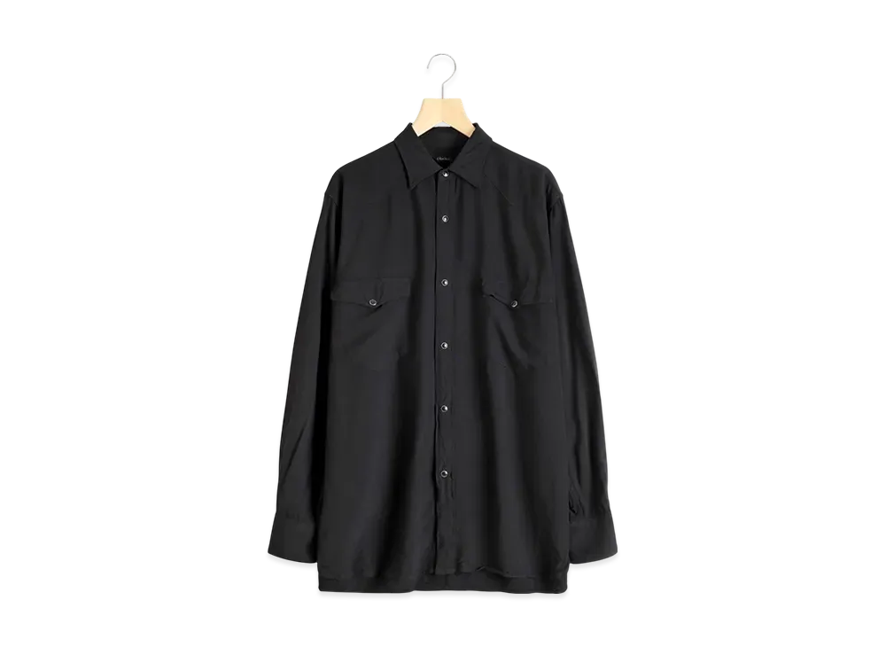COMOLI Rayon Western Shirt "Black"