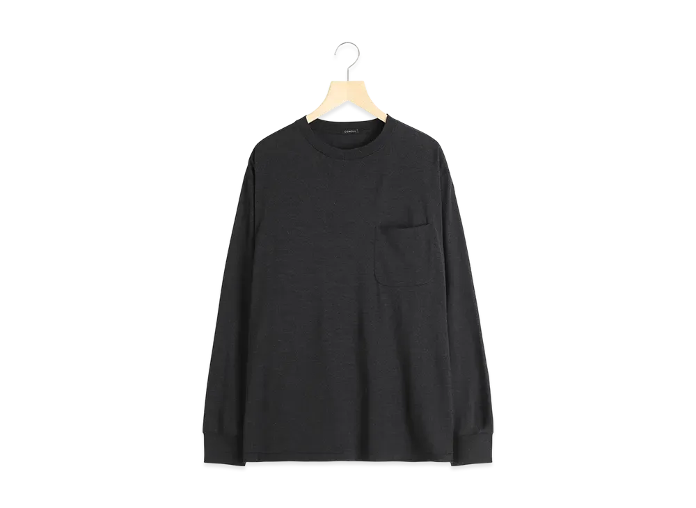 COMOLI Summer Wool Long Sleeve T-Shirt "Charcoal"