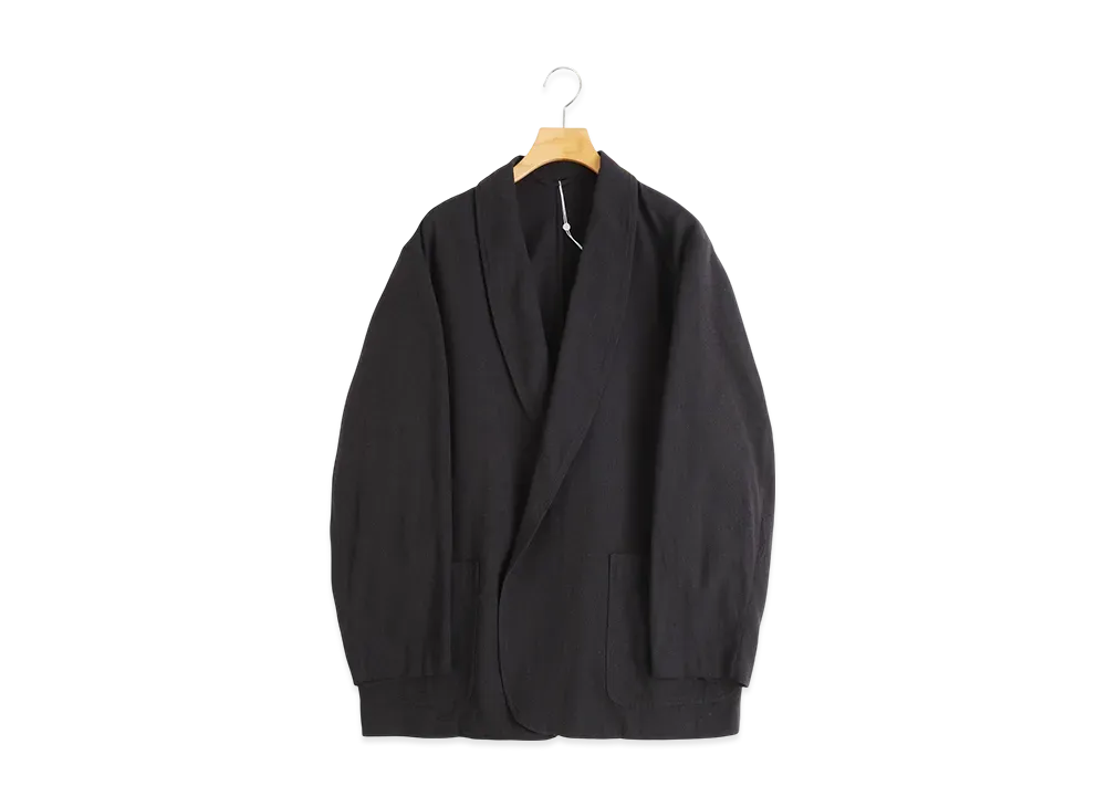 COMOLI Women's Raw Silk Shawl Collar Jacket "Black"
