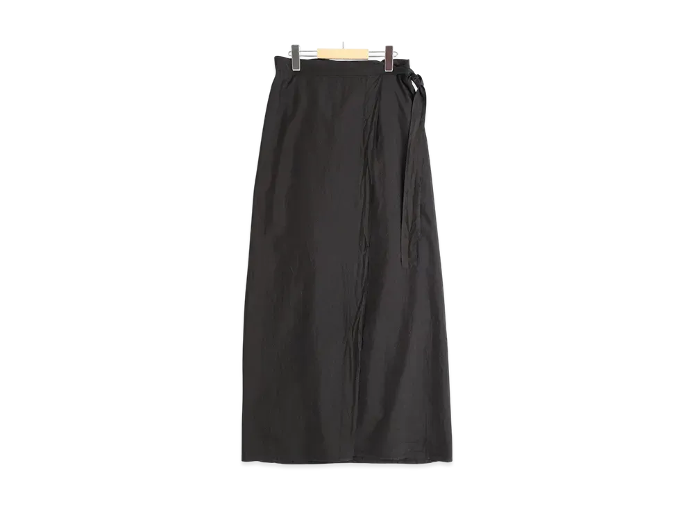 COMOLI Women's Silk Dyed Wrap Skirt "Black"