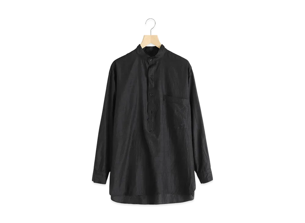 COMOLI Wool Silk Pullover Shirt "Chacoal"