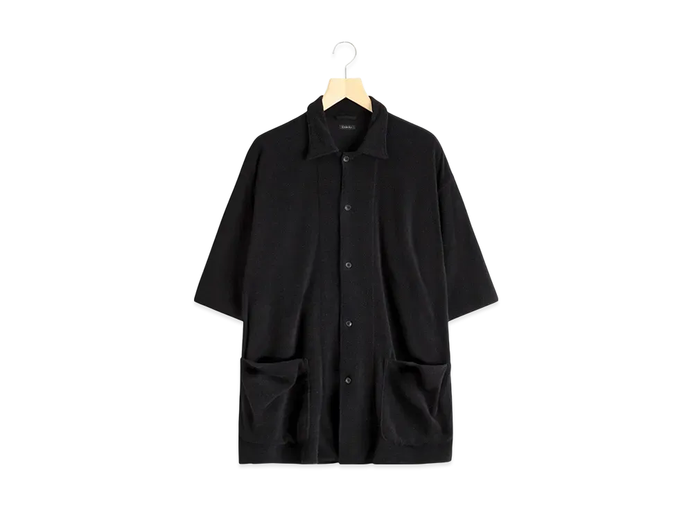 COMOLI C/Ca Pile Short Sleeve Shirt "Black"