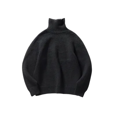 COMOLI Cashmere Washi Hand Turtle Neck Knit - 24AW "Black"