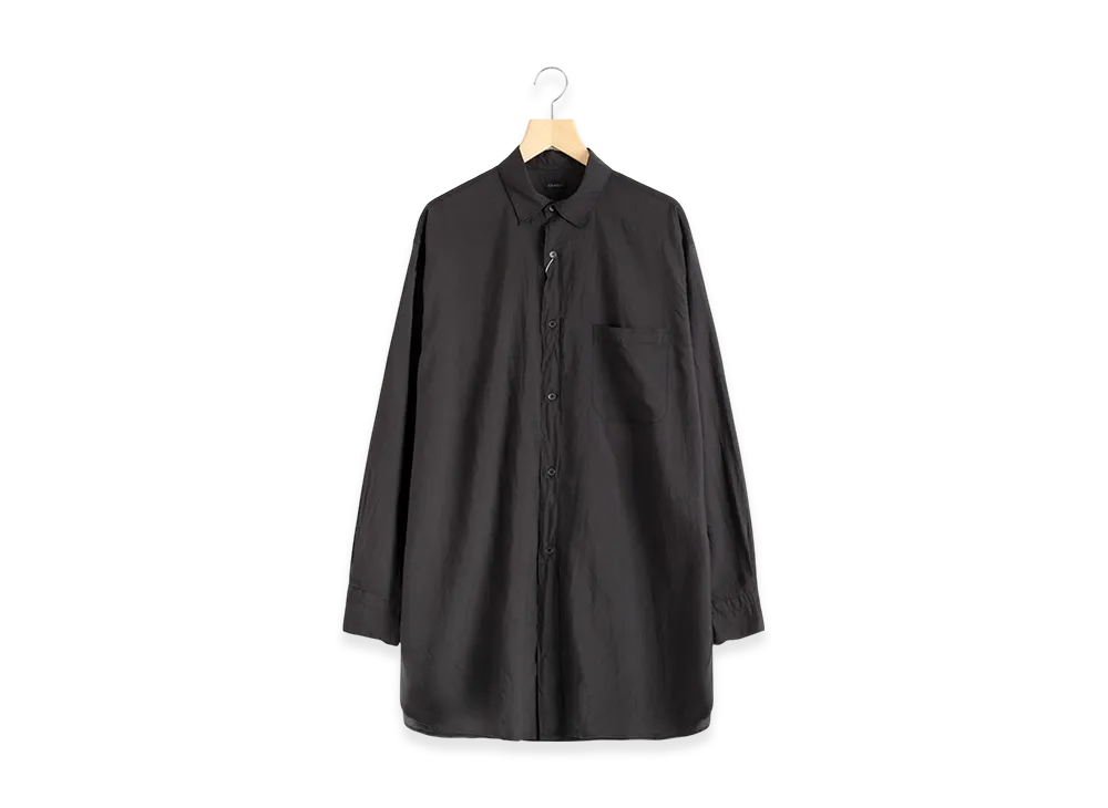 COMOLI Garment Dyed Silk Shirt "Black"