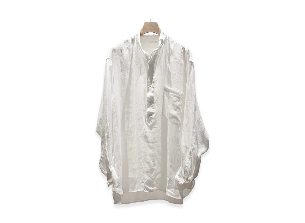 COMOLI Linen Double Cloth Pullover Shirt SS25 "White"