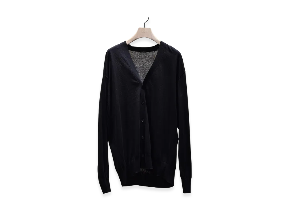 COMOLI Cotton V-Neck Cardigan SS25 "Black"