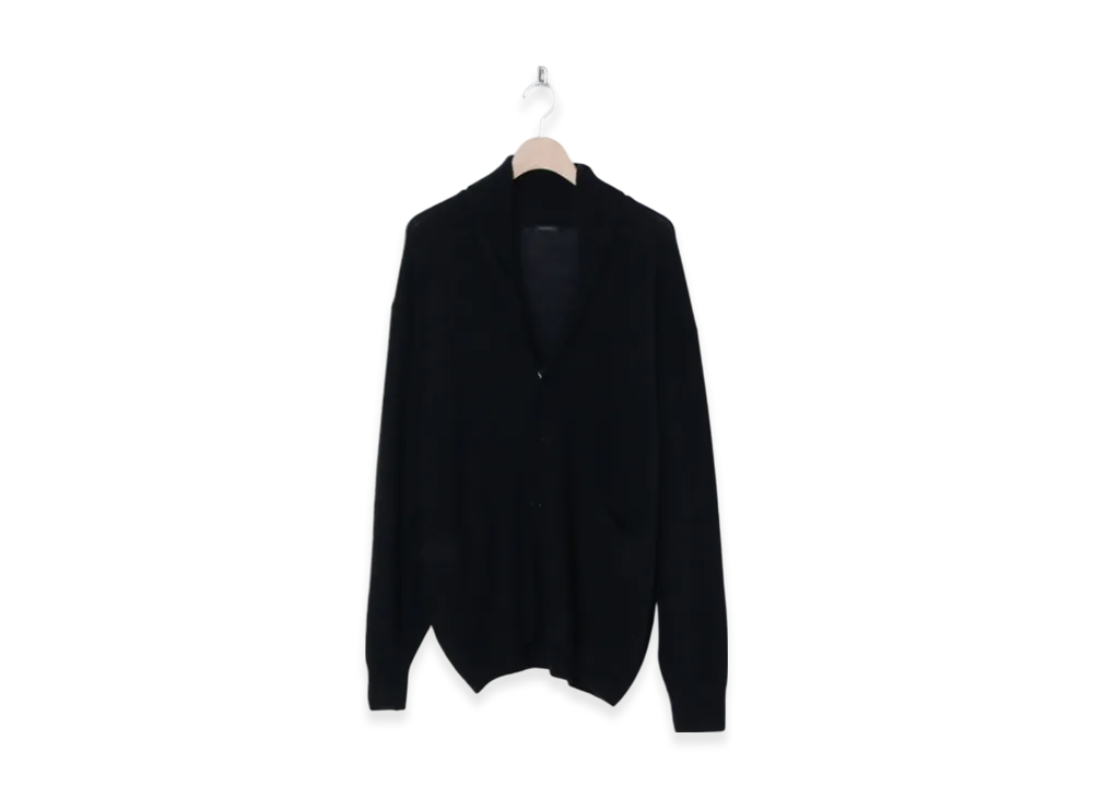 COMOLI Cashmere Shawl Collar Knit Jacket "Navy"