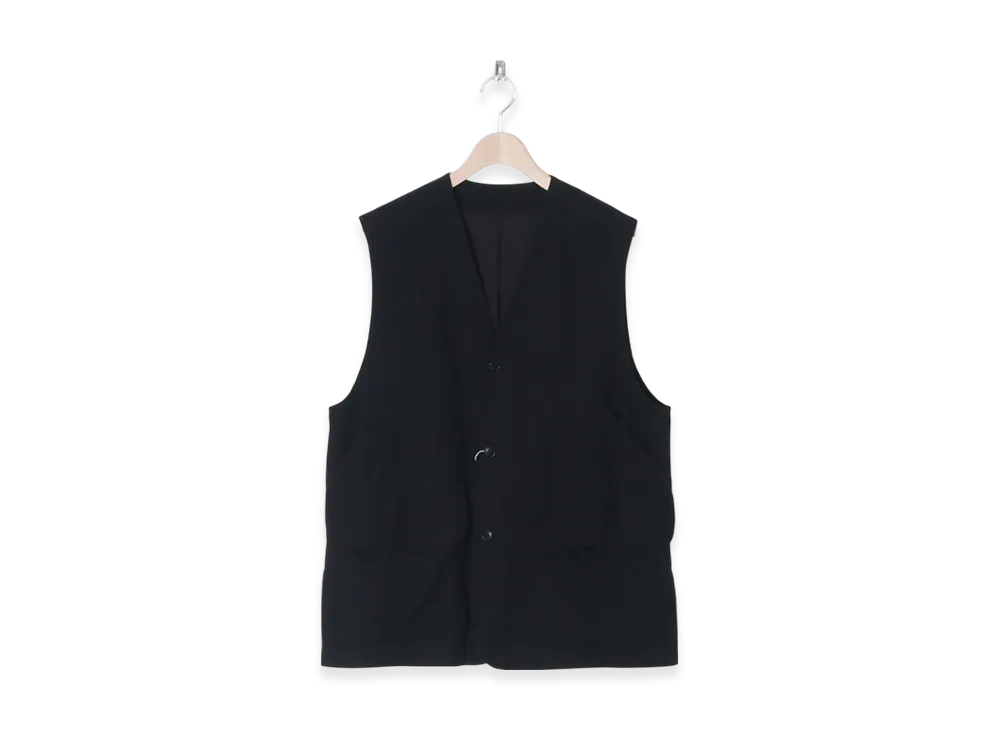 COMOLI Viscose Linen Hunting Vest "Black"
