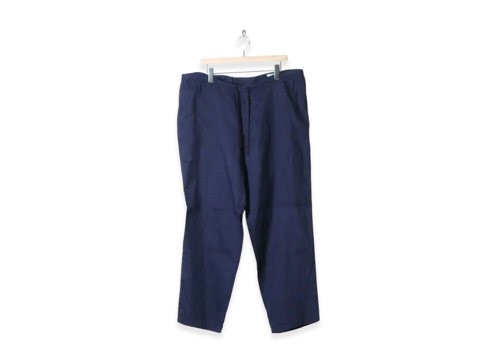COMOLI Linen Double Cloth Drawstring Pants "French Navy , Charcoal"