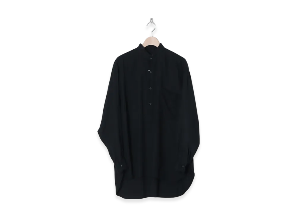 COMOLI Linen Double Cloth Pullover Shirt "Black"