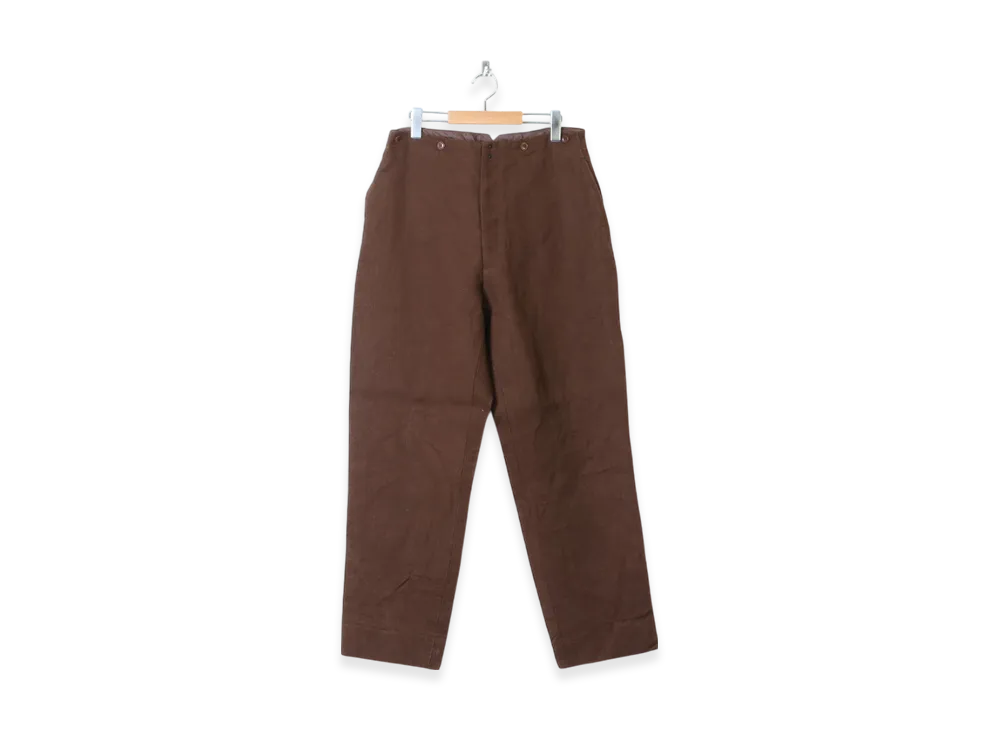 COMOLI Hemp Duck Back Strap Pants "Brown"