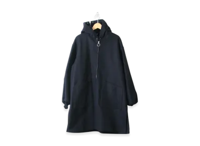 COMOLI Melton Hooded Coat "Navy"