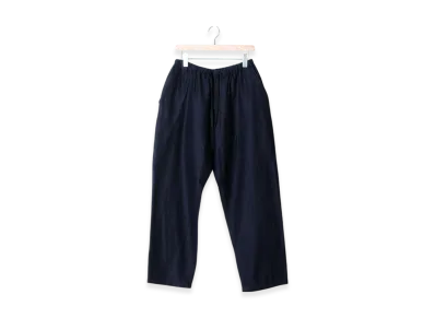 COMOLI Wool Silk Drawstring Pants "Navy"