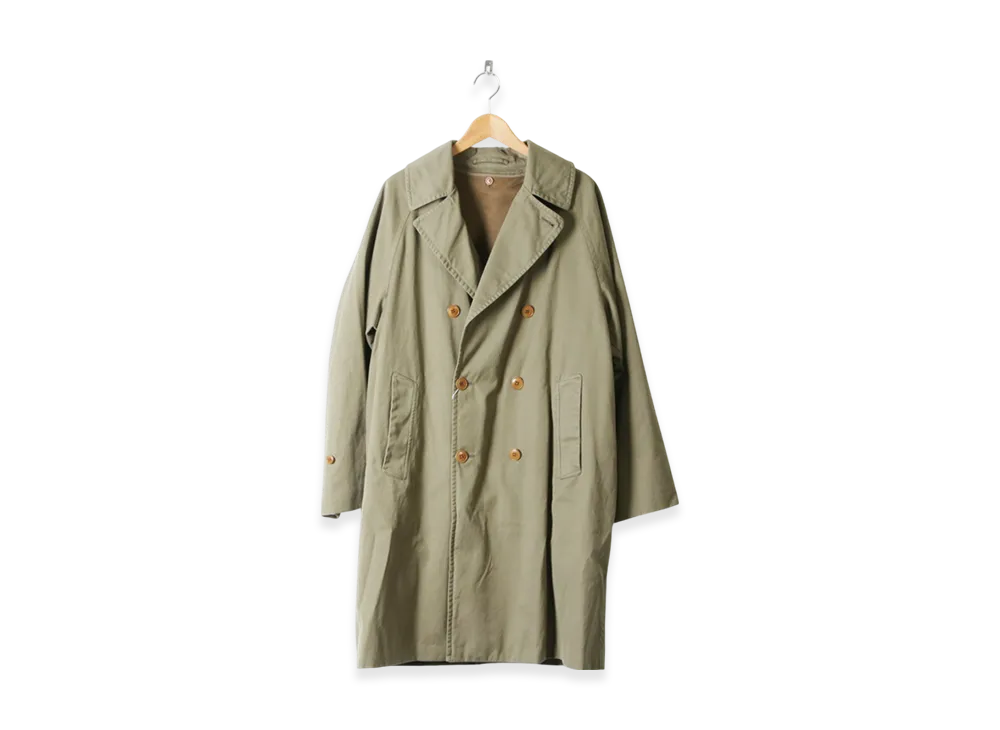 COMOLI Cotton Gabardine Double Breasted Coat "Khaki"