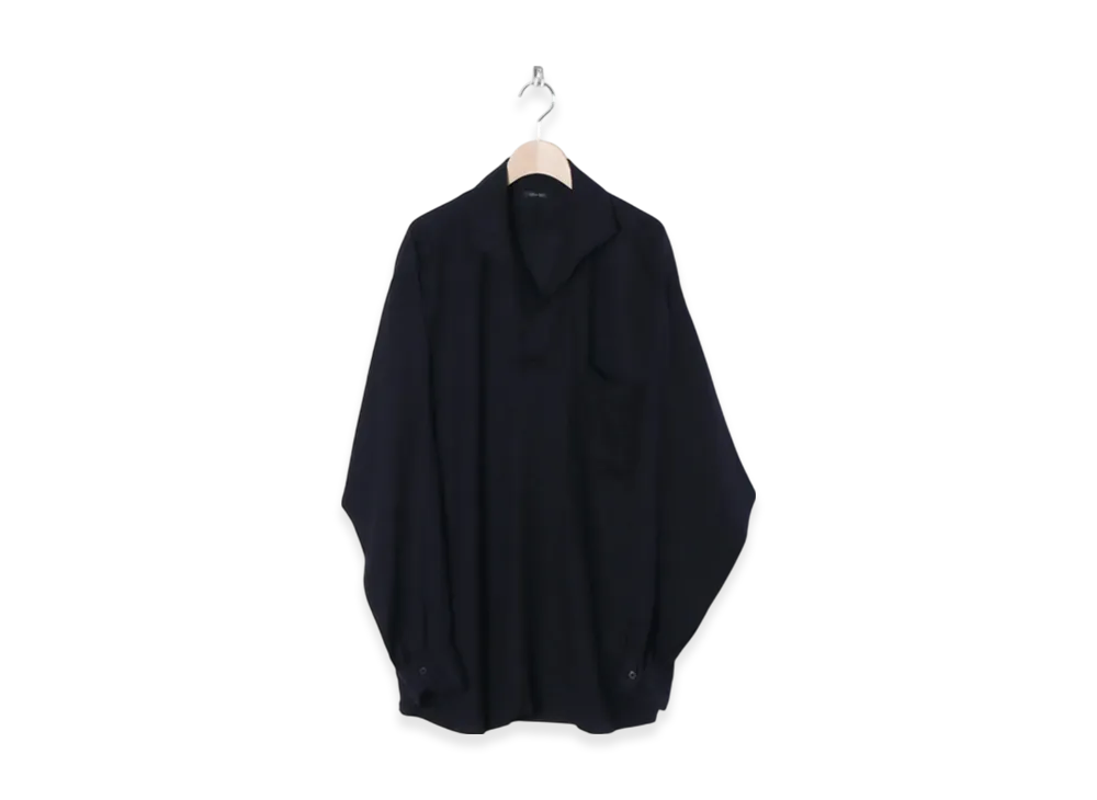 COMOLI Linen Twill Skipper Shirt "Navy"