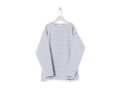 COMOLI Border Boat Neck "Ecru/Marine"