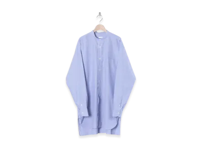 COMOLI Band Collar Shirt "Sax Stripe"