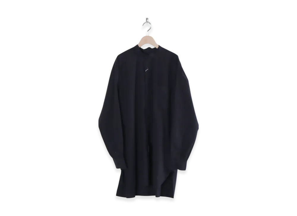 COMOLI Band Collar Shirt "Navy"