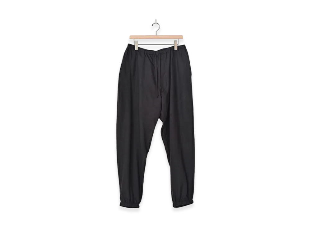 COMOLI Wool Viyella Drawstring Pants "Charcoal"