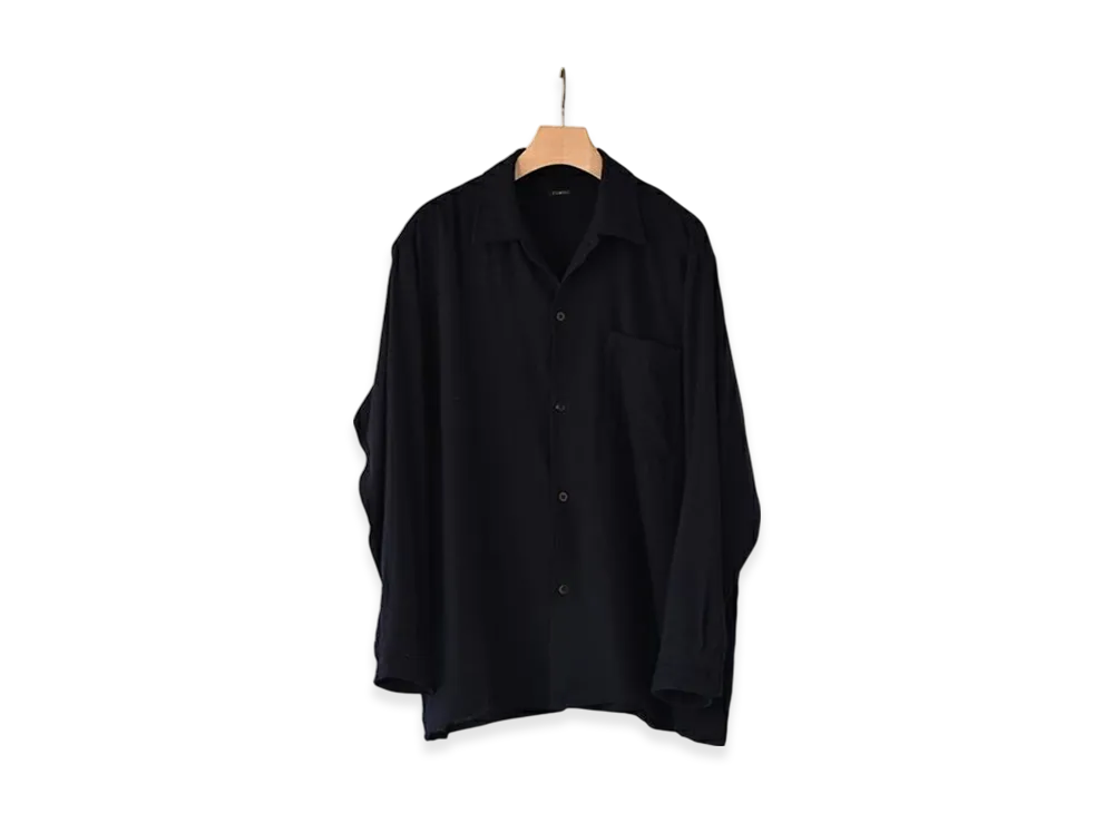 COMOLI Cashmere Washi Open Collar Shirt "Navy"
