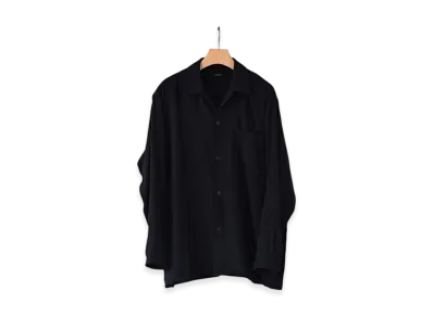 COMOLI Cashmere Washi Open Collar Shirt "Navy"