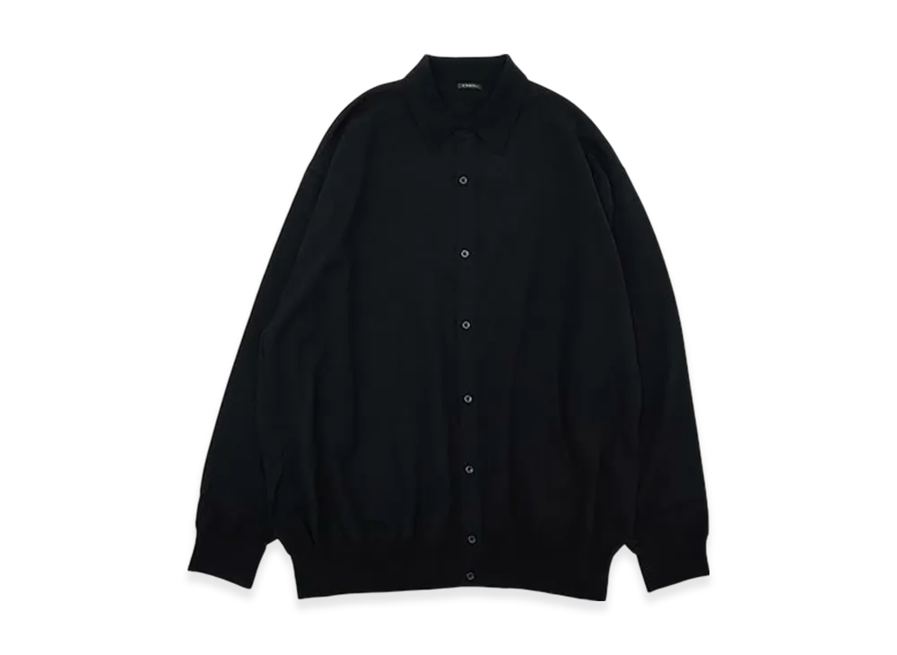 COMOLI Wool Collared Cardigan "Navy"