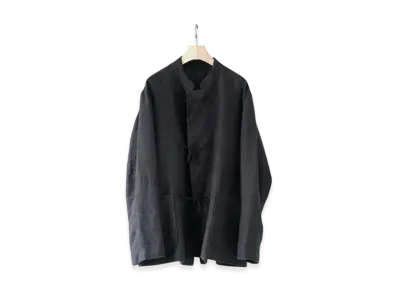 COMOLI Brushed Linen Stand Collar Jacket "Black"