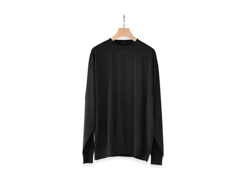 COMOLI Summer Wool L/S Crew "Charcoal"